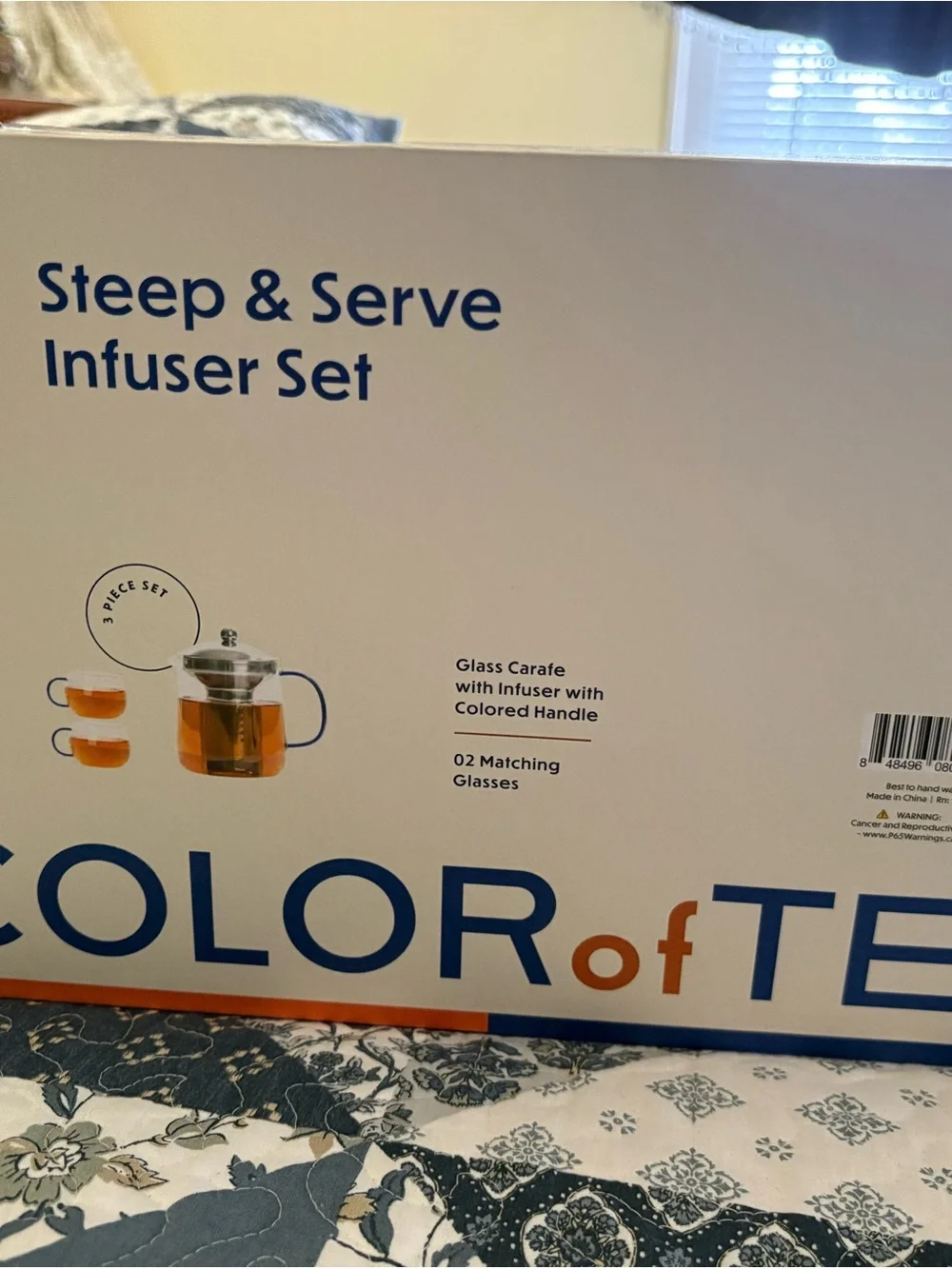Clear Glass Tea Infuser Set with Yellow Handles